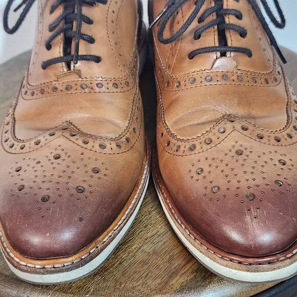 Cole Haan Leather Wingtip Oxford Shoes Size 8 Men's Brown Leather Oxfords