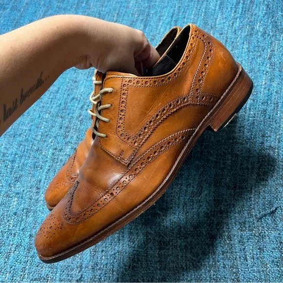 Cole Haan Leather Wingtip Oxfords in Brown Made in India