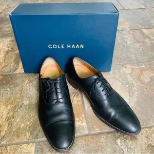 Cole Haan Lenox Hill Cap Oxford Lace Up Black Leather Shoes