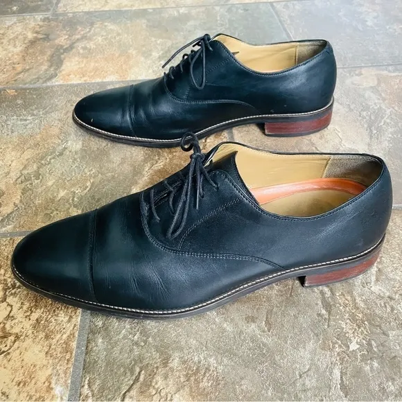 Cole Haan Lenox Hill Cap Oxford Lace Up Black Leather Shoes