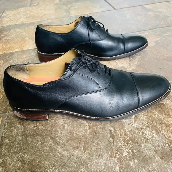 Cole Haan Lenox Hill Cap Oxford Lace Up Black Leather Shoes