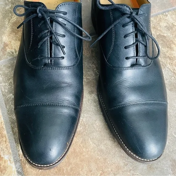 Cole Haan Lenox Hill Cap Oxford Lace Up Black Leather Shoes