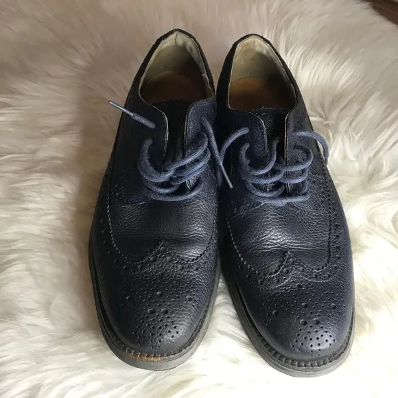 COLE HAAN Lunargrand Black Wingtip Pebble Leather Lace Up Oxfords 8M