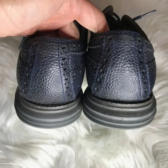 COLE HAAN Lunargrand Black Wingtip Pebble Leather Lace Up Oxfords 8M