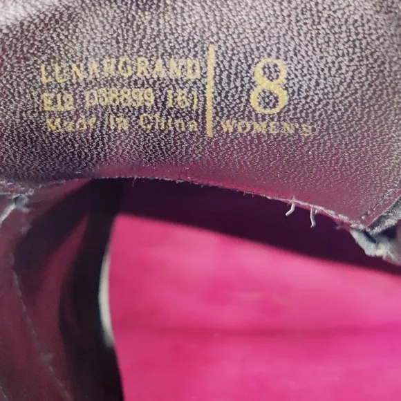 Cole Haan LunarGrand Sz 8 Black &amp; Pink Wingtip Brogue Suede Leather Oxfords