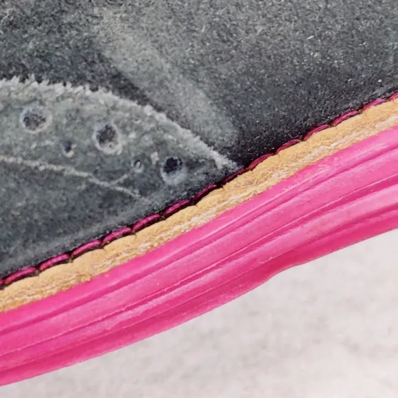 Cole Haan LunarGrand Sz 8 Black &amp; Pink Wingtip Brogue Suede Leather Oxfords