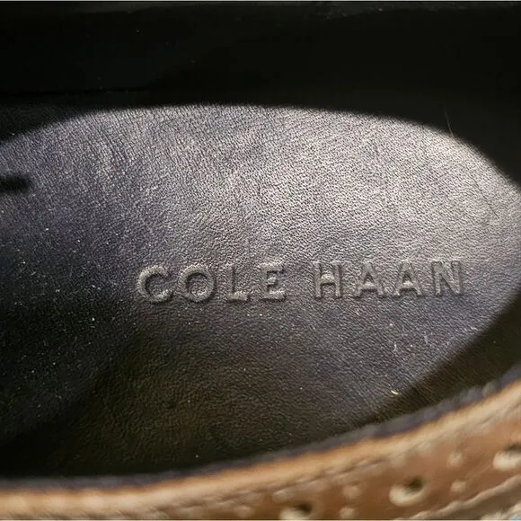 COLE HAAN Lunargrand Taupe Leather Wingtip Oxfords - Size 9 1/2
