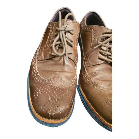 COLE HAAN Lunargrand Taupe Leather Wingtip Oxfords - Size 9 1/2