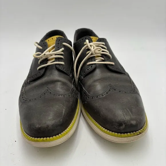 Cole Haan Men’s 12 Gray Leather Lunarguard Wingtip Lace Up Oxfords