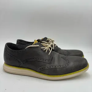 Cole Haan Men’s 12 Gray Leather Lunarguard Wingtip Lace Up Oxfords