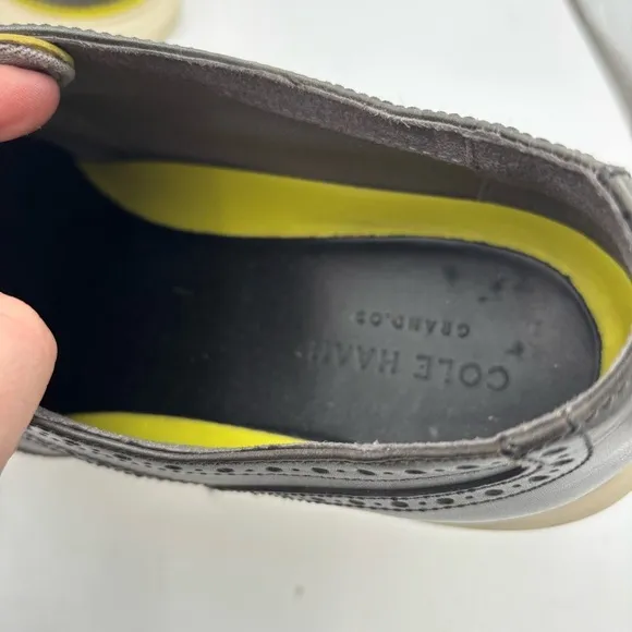 Cole Haan Men’s 12 Gray Leather Lunarguard Wingtip Lace Up Oxfords
