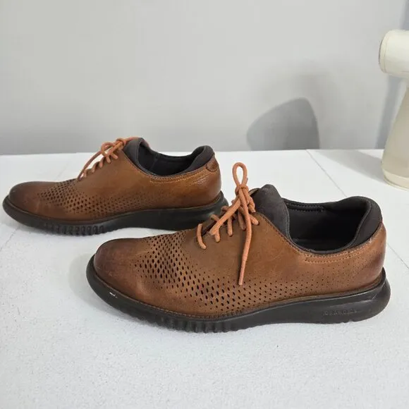 Cole Haan Mens 2.ZeroGrand Laser Wingtip Oxfords Sz 7M Tan/Java Preppy Business