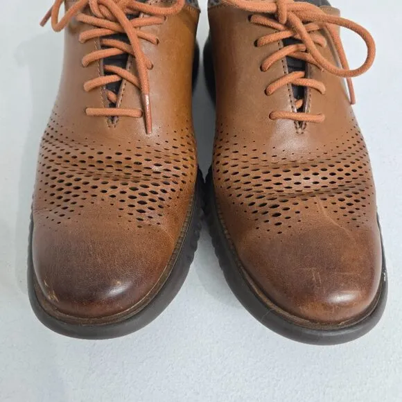 Cole Haan Mens 2.ZeroGrand Laser Wingtip Oxfords Sz 7M Tan/Java Preppy Business