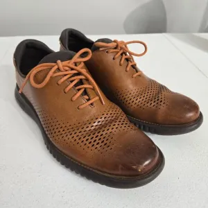 Cole Haan Mens 2.ZeroGrand Laser Wingtip Oxfords Sz 7M Tan/Java Preppy Business