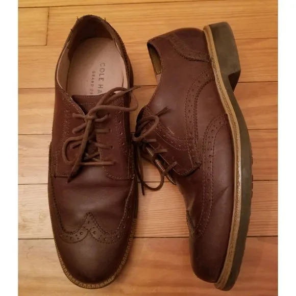 Cole Haan Mens 7M Brown Wingtip Oxfords Lace Up Dress Shoes