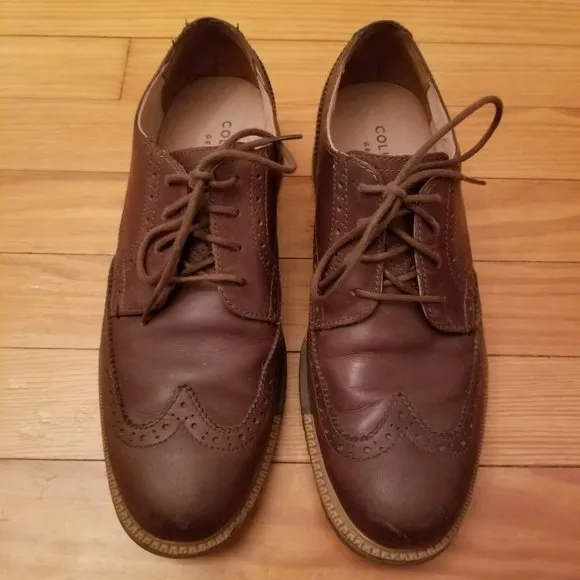 Cole Haan Mens 7M Brown Wingtip Oxfords Lace Up Dress Shoes