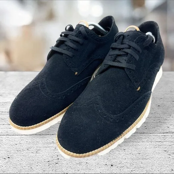 Cole Haan Mens 8.5M Zerogrand Black Suede Wingtip Oxford‎ C22746