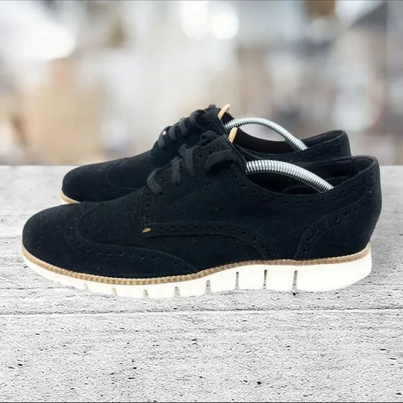 Cole Haan Mens 8.5M Zerogrand Black Suede Wingtip Oxford‎ C22746