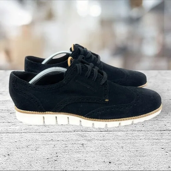 Cole Haan Mens 8.5M Zerogrand Black Suede Wingtip Oxford‎ C22746