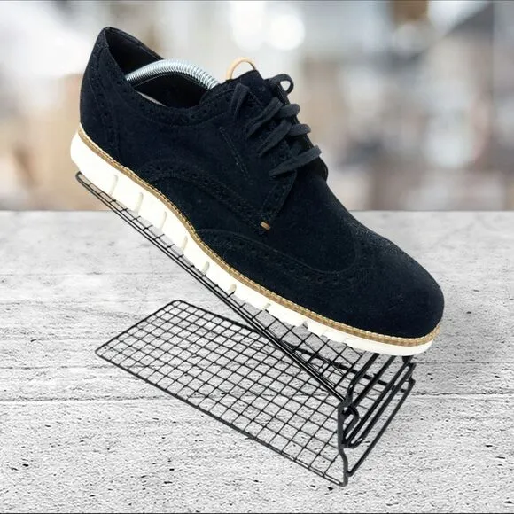 Cole Haan Mens 8.5M Zerogrand Black Suede Wingtip Oxford C22746‎