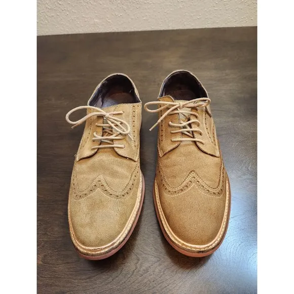 Cole Haan Men's Beige Nubuck Suede Leather Wingtip Brogue Oxford Shoes Size 11M