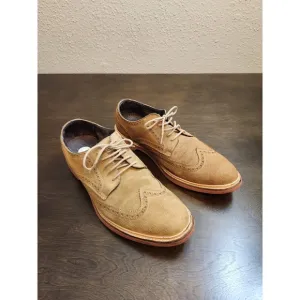Cole Haan Men's Beige Nubuck Suede Leather Wingtip Brogue Oxford Shoes Size 11M