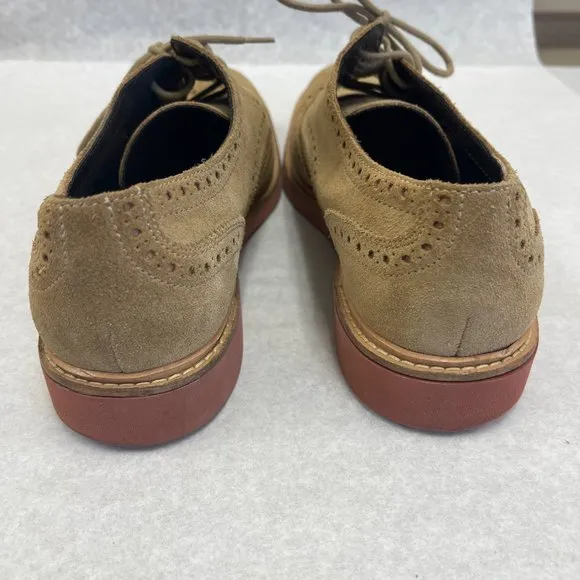 COLE HAAN MEN'S BEIGE SUEDE WINGTIP NUBUCK BROGUE OXFORDS SIZE 9.5 M