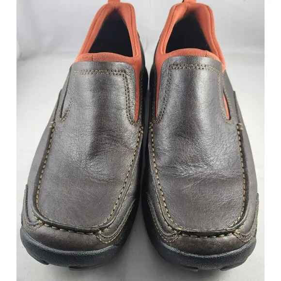 Cole Haan Men’s Brown Leather/ Brick Red Moc Toe Slipon  Loafer Size 6w