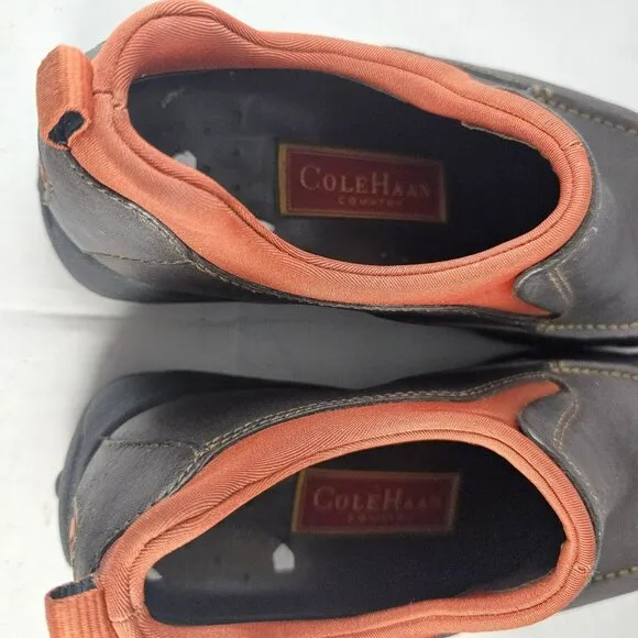 Cole Haan Men’s Brown Leather/ Brick Red Moc Toe Slipon  Loafer Size 6w