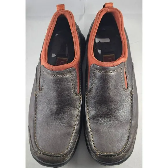 Cole Haan Men’s Brown Leather/ Brick Red Moc Toe Slipon  Loafer Size 6w