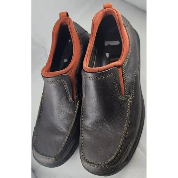 Cole Haan Men’s Brown Leather/ Brick Red Moc Toe Slipon  Loafer Size 6w