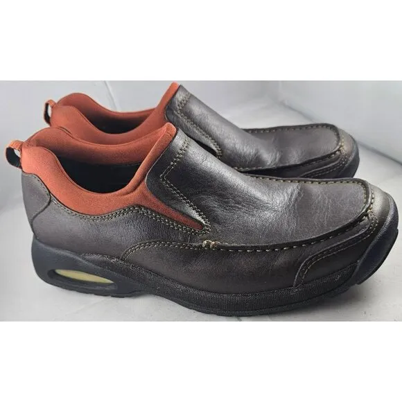 Cole Haan Men’s Brown Leather/ Brick Red Moc Toe Slipon  Loafer Size 6w