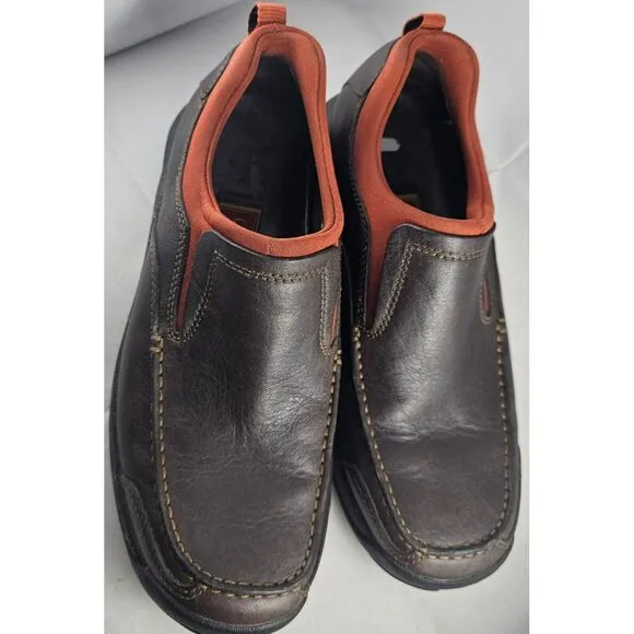 Cole Haan Men’s Brown Leather/ Brick Red Moc Toe Slipon  Loafer Size 6w