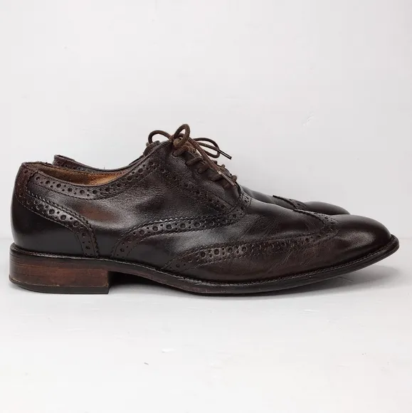 Cole Haan Men's Brown Leather Lace Up Wingtip Dress Oxfords Shoes Size 8M