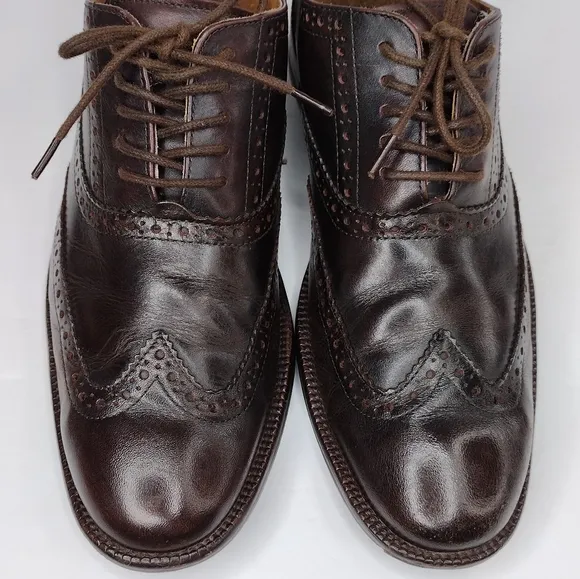 Cole Haan Men's Brown Leather Lace Up Wingtip Dress Oxfords Shoes Size 8M