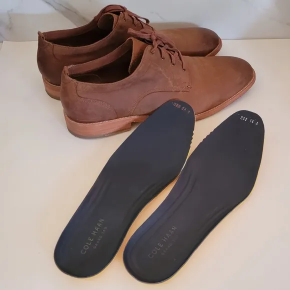 COLE HAAN men's Feathercraft Grand Blucher Oxfords in mesquite leather Size 14