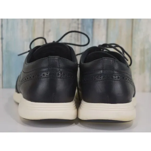 Cole Haan Men's Grand Tour Ox Size 11.5 Wingtip Oxfords Black Leather C29413