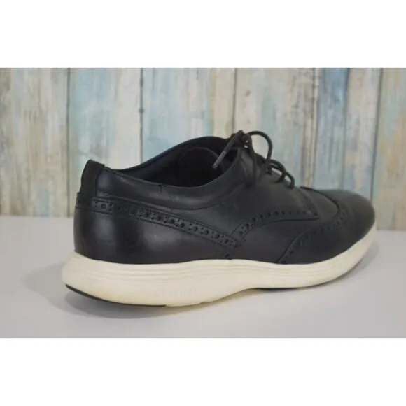 Cole Haan Men's Grand Tour Ox Size 11.5 Wingtip Oxfords Black Leather C29413
