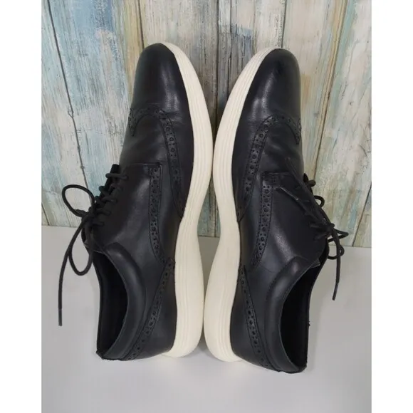 Cole Haan Men's Grand Tour Ox Size 11.5 Wingtip Oxfords Black Leather C29413