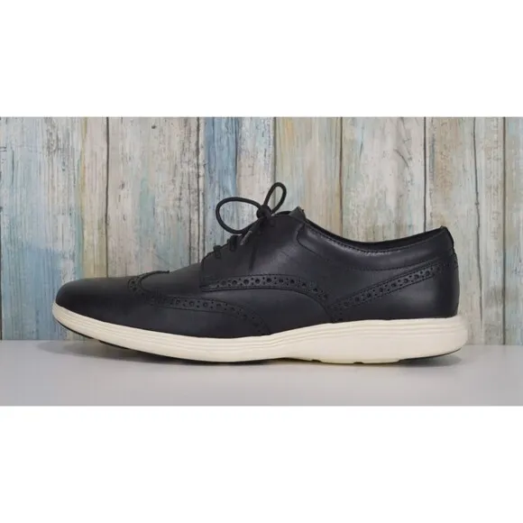 Cole Haan Men's Grand Tour Ox Size 11.5 Wingtip Oxfords Black Leather C29413