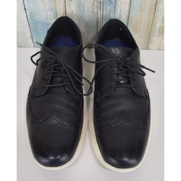 Cole Haan Men's Grand Tour Ox Size 11.5 Wingtip Oxfords Black Leather C29413