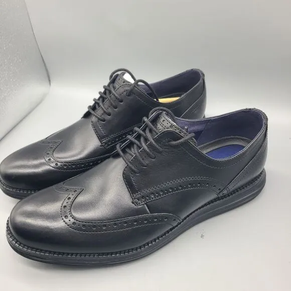 Cole Haan Mens Grand Wingtip brogue OXFORDS Black Leather C27984 sz 10.5 New