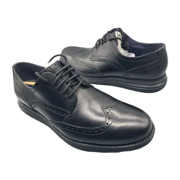 Cole Haan Mens Grand Wingtip brogue OXFORDS Black Leather C27984 sz 10.5 New
