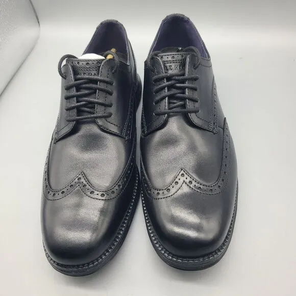 Cole Haan Mens Grand Wingtip brogue OXFORDS Black Leather C27984 sz 10.5 New