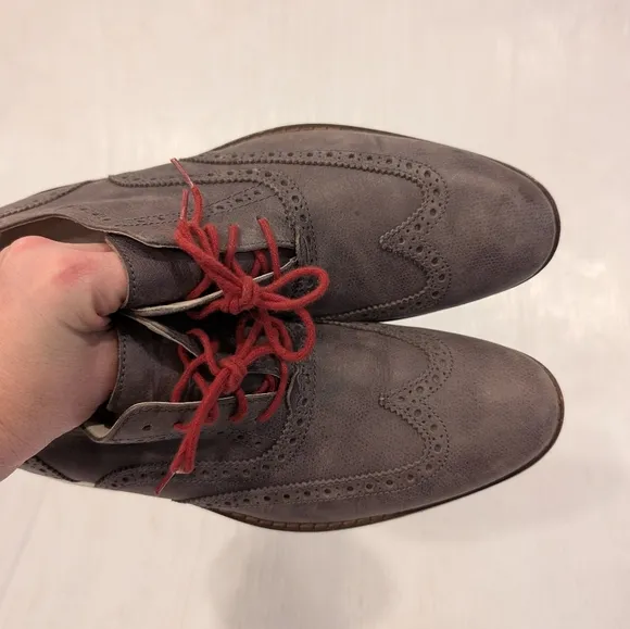 COLE HAAN Mens Gray Leather Wingtip Oxford Loafers Dress Shoes Size 9