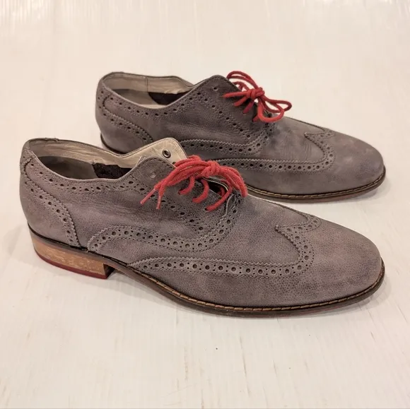 COLE HAAN Mens Gray Leather Wingtip Oxford Loafers Dress Shoes Size 9