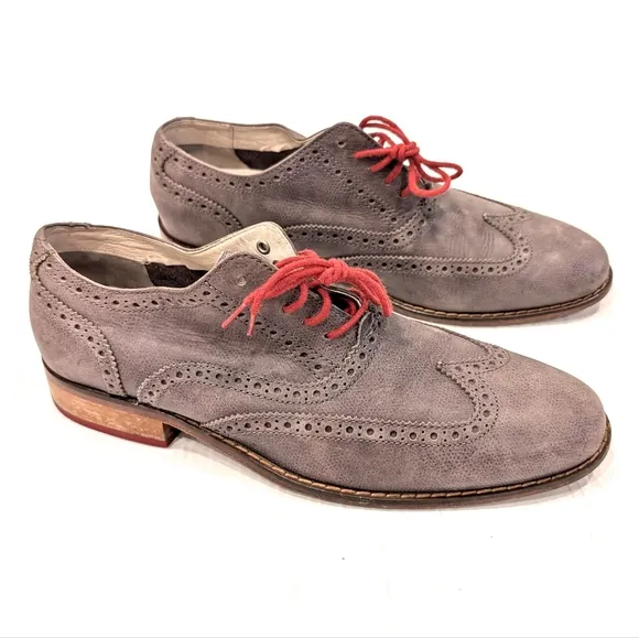 COLE HAAN Mens Gray Leather Wingtip Oxford Loafers Dress Shoes Size 9