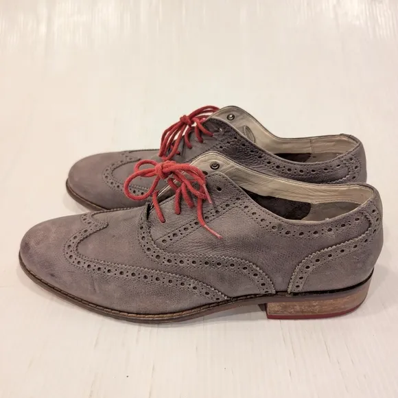 COLE HAAN Mens Gray Leather Wingtip Oxford Loafers Dress Shoes Size 9