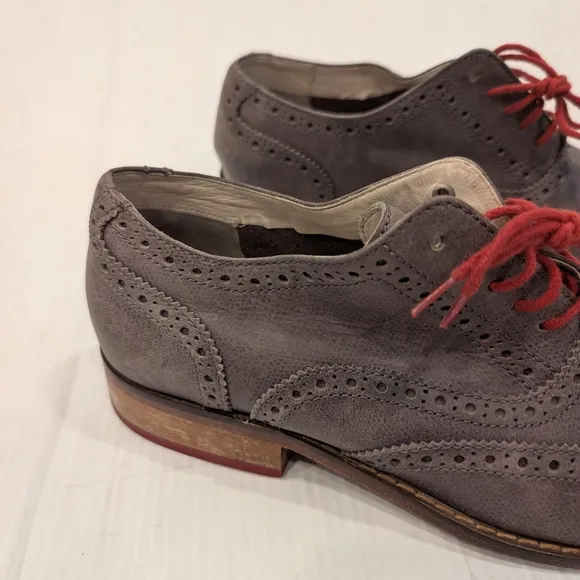 COLE HAAN Mens Gray Leather Wingtip Oxford Loafers Dress Shoes Size 9