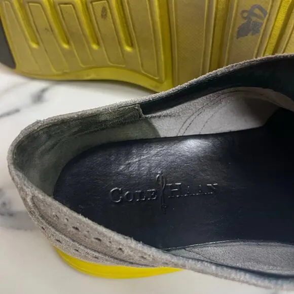 Cole Haan | Men's Gray Suede Yellow Sole Wingtip Comfort Lunargrand Oxfords Sz 8